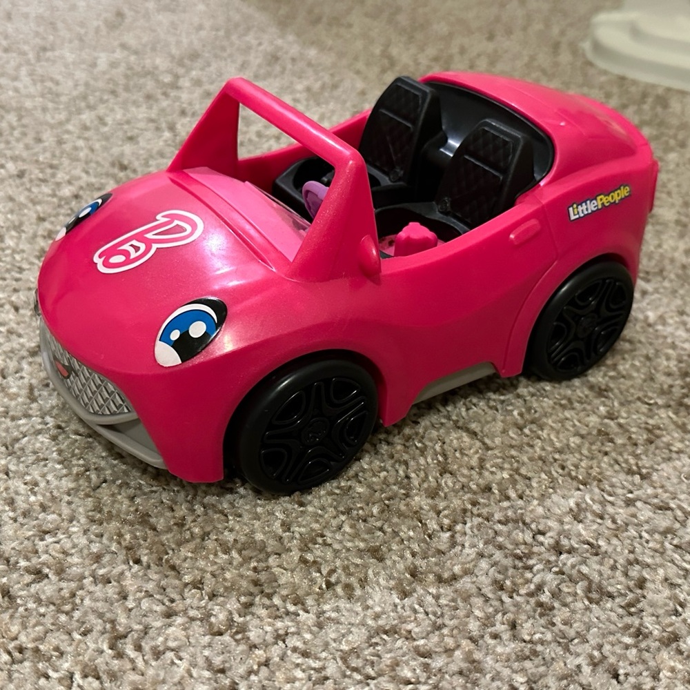 Barbie Hot Pink Convertible Toy Car